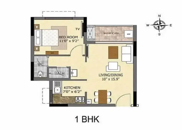 Featured Image of Prestige Clover Dale 1 BHK Floor Plan