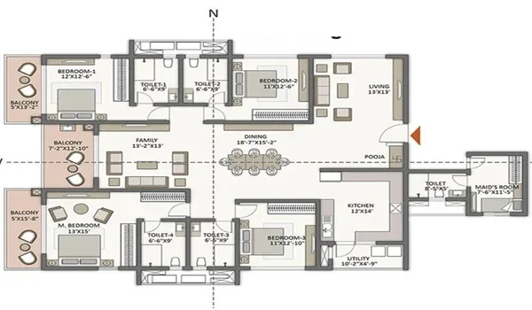 Featured Image of Prestige Clover Dale 4 BHK Apartment Floor Plan